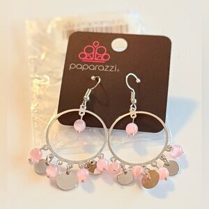 Paparazzi Silver Earrings with Blush Pink Beads